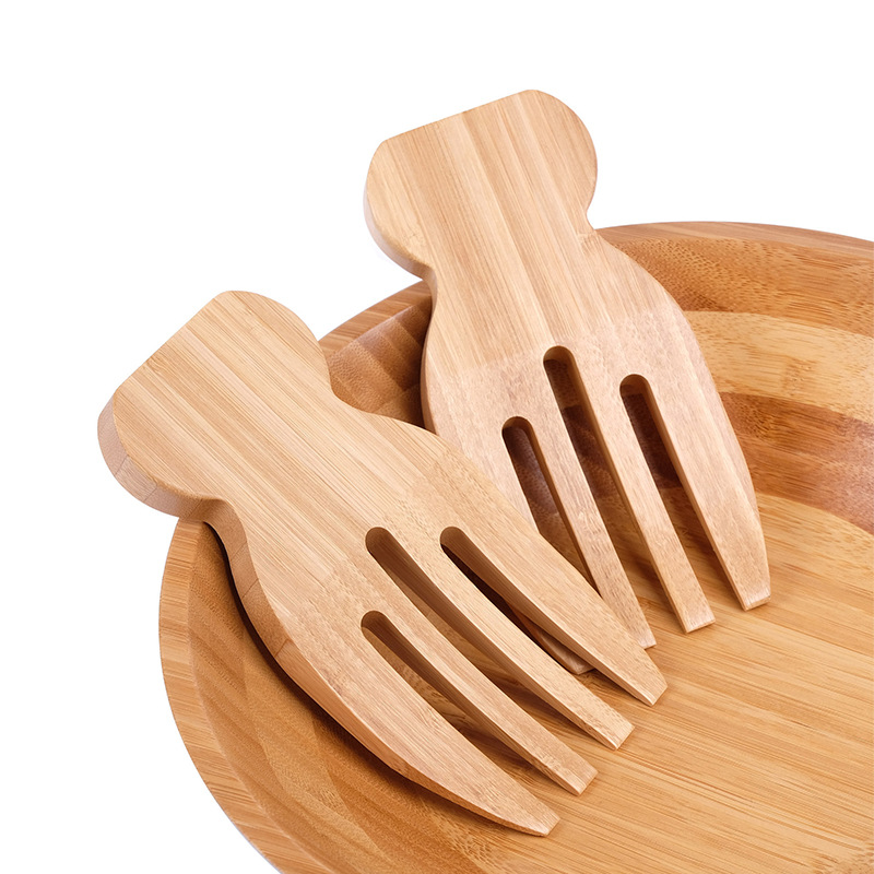Kitchen Helper Gadgets - 2Pcs Salade Handen Bamboe Salade Servers