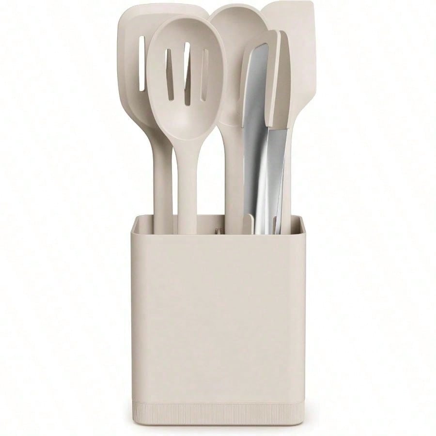 Silicone Spatula Set - 6-delige leisteen siliconen keukengereedschapset met bakje