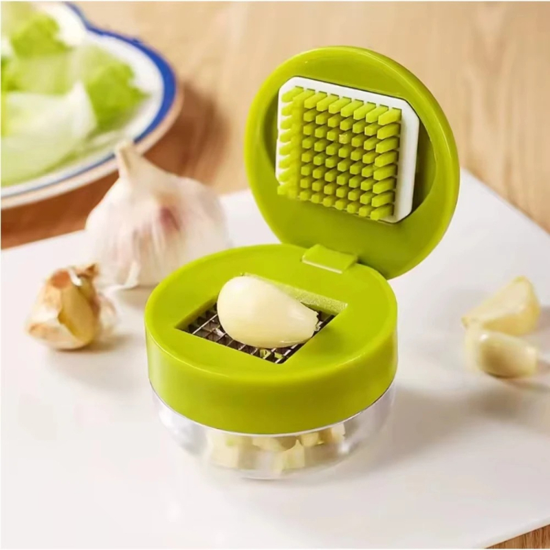 Kitchen Gadgets Vegetable Chopper - Handmatige knoflookpers, -snijder, -rasp met opvangbak,