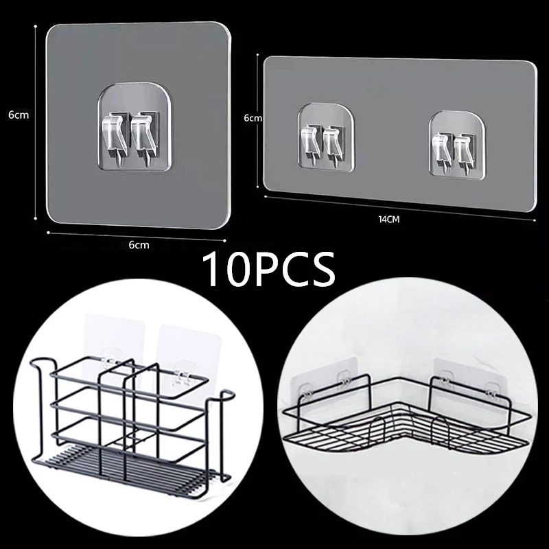 Kitchen Gadgets Rack Storage - 10Pcs Transparant Opknoping Plank Haken Muur