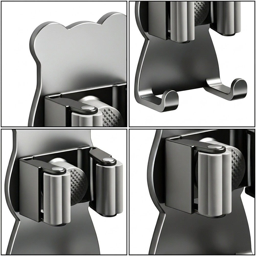 Kitchen Gadgets Rack Storage - Automatische klemmophouder met dubbele haken, zonder